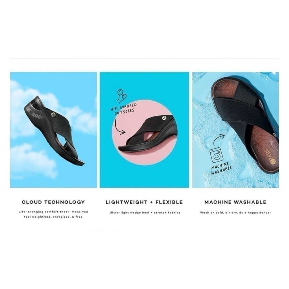 BZEES Desire Wedge Sandals in Black NIB - Size 8.5 Wide MSRP $ - Picture 8 of 13
